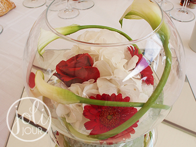 Vases boules pour centre de table d'un mariage thème bulles