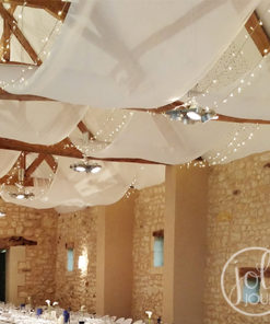 Location voilages mousseline blanche plafond decoration mariage
